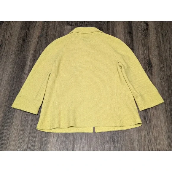 St John Collection USA Santana Knit Jacket Size 2 Yellow 3/4 Sleeve Zip Up READ!